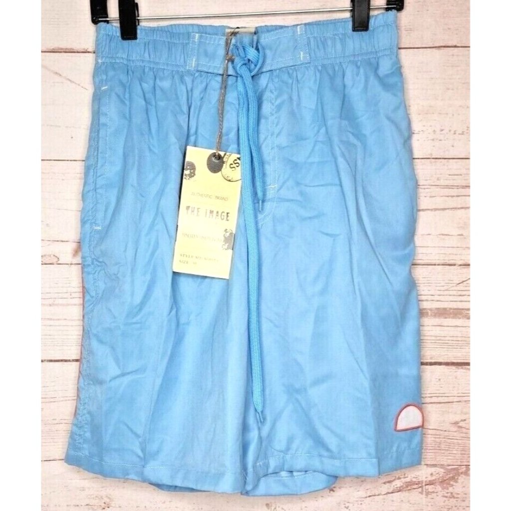 Authentic Brand The Image 1998 Medium Teal Swimming Shorts Vintage 90s Swimwear